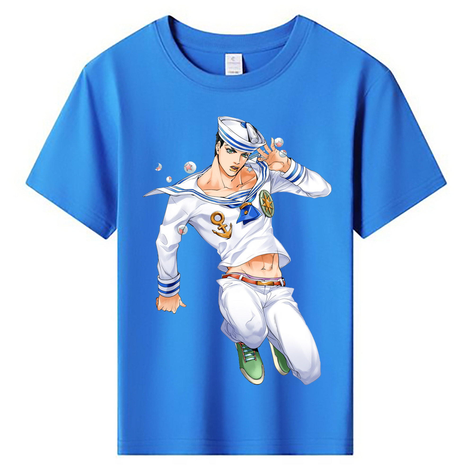 （画像用） ジョジョの奇妙な冒険 東方定助 JoJo's Bizarre Adventure Higashikata Josuke 綿100％キッズTシャツ（フロントプリント）